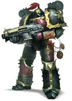 A Chaos Space Marine of the Children of Torment, dedicated to the service of Slaanesh