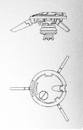 Starboard and dorsal schematics of a DX-13 Aerial Drone Mine