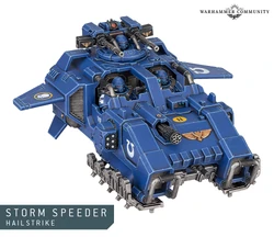 This  Storm Speeder Hailstrike is intended for use as a mobile anti-infatry platform with its  turret weapon.