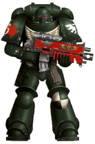 A Dark Angels Primaris Space Marine, Brother Balor, 5th Company, 3rd Squad (Battleline) in Mark X Tacticus Power Armour