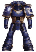 Ultramarines Legion Veteran Tactical Legionary in mid-production Mark II Crusade Power Armour; this Veteran wears the Tactical Legionary iconography on his right shoulder plate and a marksmanship honour on his chest plate.