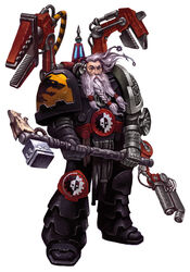 Iron Priest Harl Greyweaver of the Space Wolves Chapter who has been seconded to the Deathwatch