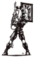A Dire Avengers Aspect Warrior stands battle-ready.