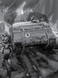 A Rhino supporting the  as they advance