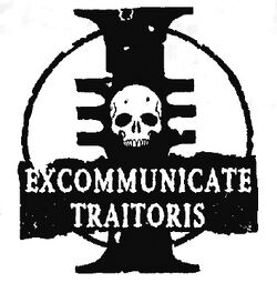 Excommunicate Traitoris icon used by the  to officially designate someone or something a Traitor to the Imperium.