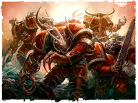 A group of Khorne Daemonkin possessed in battle