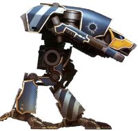 A Warhound-class Titan of the Legio Astorum; note the identification mark on its leg plate