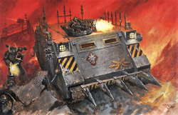 A Chaos Rhino of the   in combat.