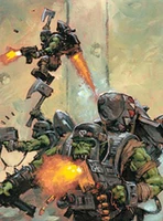 Stormboyz.jpg (36 KB) A Stormboyz assault an enemy position with their Rokkit Packs.