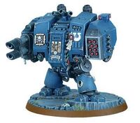 A Hellfire Dreadnought of the Ultramarines Space Marine Chapter
