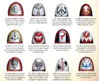 Examples of Pre-Heresy White Scars heraldry.