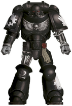 An Iron Hands Primaris Space Marine, Battle-Brother Darrus of the Iron Hands Clan Borrgos (7th Company), 2nd Squad (Battleline) in Mark X Tacticus Power Armour.