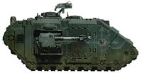 Black Legion Land Raider used by the warband known as the Black Brethren of Ayreas during the Siege of Vraks