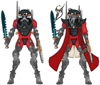 Sicarian Infiltrators from the Forge World of Graia. Note: The Skitarii of Graia wear the deep crmson of Mars accentuated with the bright red of spilt blood.