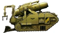A Bombard Heavy Siege Mortar of the 17th Tallarn Regiment; this particular tank was used during the Taros Campaign against the Tau
