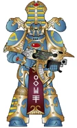 A Thousand Sons Rubricae; note that Battle-Brothers might bear additional runes, signifying enchantments, curses, or the spirit-warrior's name