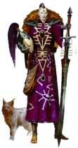 An unhelmeted Eldar Warlock holding his Witchblade