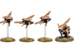 A  Sniper Drone Team consisting of 3 Sniper Drones and a T'au  Spotter.