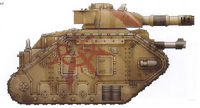 A Leman Russ used by the Vraksian Traitor Militia during the Siege of Vraks