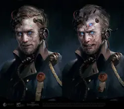 Kunrad Voigtvir, former Master of Whispers of , shows the progression of his increasing corruption by  and dedication to the  .