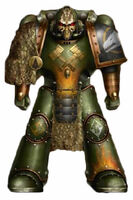 Pre-Heresy image of Barris Kal'sho of the Salamanders Legion, one of the seven Space Marines who served as a Pyre Guard, the honour guard of the Primarch Vulkan