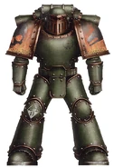 Salamanders Breacher Legionary wearing Mark III Iron Power Armour.