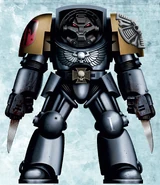 Executioners Veteran Assault Terminator Brother Heltak in Indomitus Pattern Terminator Armour.