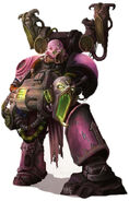A Chaos Noise Marine armed with a Sonic Blaster and backpack-mounted Doom Siren.