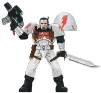 A White Scars Scout Marine, armed with an Infernus "S" Pattern Bolt Pistol and Astartes Combat Knife.