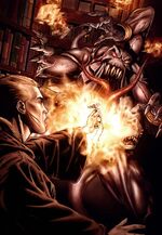  изгоняет демона наставив на него один из символов Императора