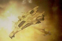 A Barracuda shoots down an Ork Fighta.