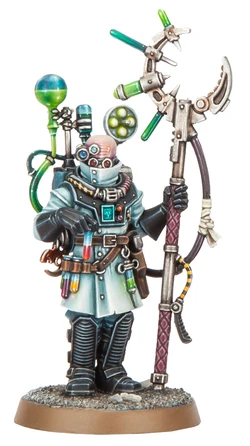 A Biophagus prepares to meet out alchemical death in the name of his  gene-sire, armed with an .