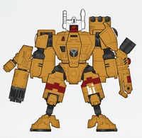 Shas'vre Jesol of the T'au Sept, wearing an XV8 Crisis Battlesuit armed with a Flamer, Fusion Blaster and Missile Pod