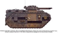An Inquisitorial Storm Troopers' Chimera armoured personnel carrier attached to the Ordo Hereticus