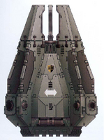 A Drop Pod of the Dark Hands Chapter, side view