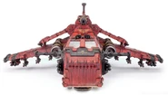 An earlier mark of Thunderhawk gunship used by the Blood Angels Legion during the late Great Crusade and Horus Heresy, front-view.