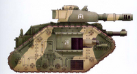 A Leman Russ of the 8th Cadian Regiment; this tank fought in the defence of Cadia during the 13th Black Crusade