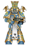 Brother Voth in Post-Herey variant colour scheme. This Legionary wears the symbols of the Sorcerer who controls him; these marks bind him in eternity.