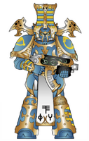 Brother Voth in Post-Herey variant colour scheme. Note: Legionary wears the symbols of the Sorcerer who controls him; these marks bind him in eternity