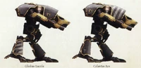 A pair of Warhound-class Titans that are part of War Maniple Herald Imperator.