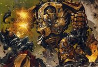 Sagittarus, a Contemptor Pattern Dreadnought of the Legio Custodes.