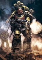 A Sternguard Veteran Sergeant of the 1st Company laying down fire for his fellow Space Marines
