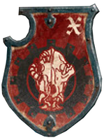 House Malinax livery shield with princeps personal heraldry of the Knight Warden Thonal