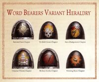 Word Bearers Variant Heraldry utilised by the XVIIth Legion during the Horus Heresy