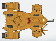 Dorsal view of a TY7 Devilfish of the T'au Sept; Devilfish transports bear the same team markings as their assigned squad, along with identification markers and slogans.