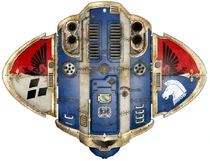 Knight Warden Intolerant (top view). Note: Bears the symbol of military strength and fortitude upon the tilting plate, for Darius exemplified the rigorous discipline and military honour all Nobles of House Terryn aspire to emulate.