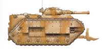 A Chimera of the 3rd Tallarn Armoured Regiment, armed with a turret-mounted Autocannon and equipped with a dozer blade