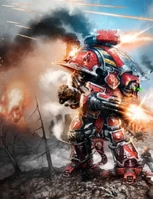 Knight Warden House Raven.png (1.9 MB) A Questor Mechanicus House Raven Knight Warden in battle