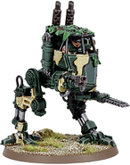 A Catachan Pattern Scout Sentinel armed with a Heavy Flamer and a chain saw.