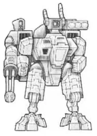 An XV8 Crisis Battlesuit at ease; armed with a Burst Cannon, Missile Pod and a Target Lock